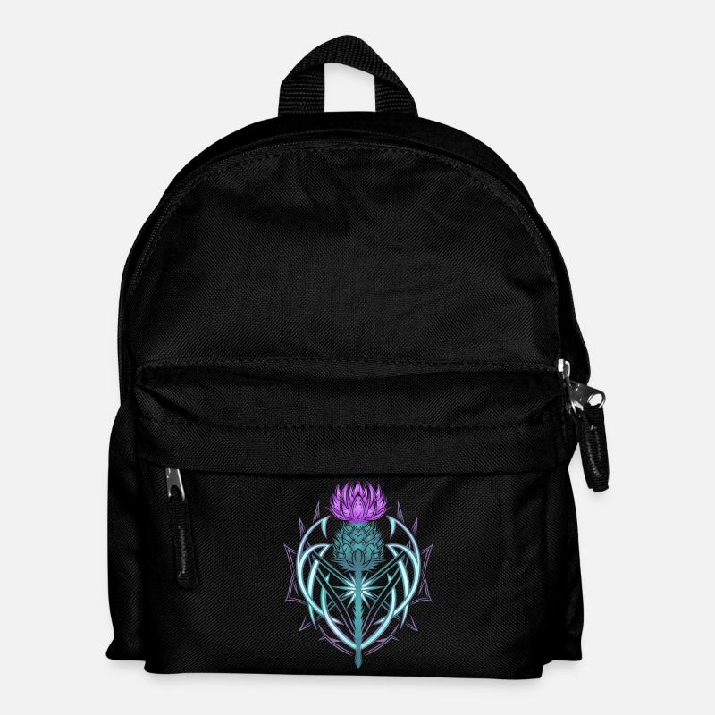 Thistle Shield Celtic Knots Thistle Lover - Kids' Backpack - black