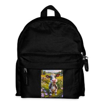 super cute animals on a farm – cow - Kids' Backpack - black - Front