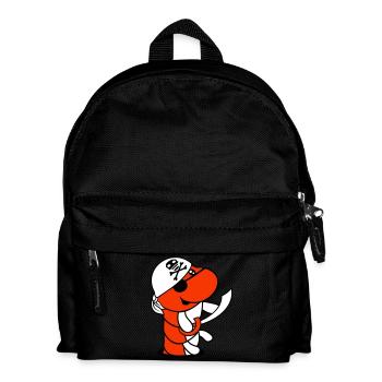 Raupe Loch Pirat Matrose Mütze Lustig Süß Comic - Kinder Rucksack - Schwarz - Vorne