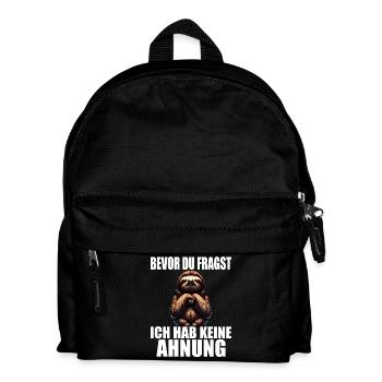 Faultier Humor lustige Sprüche keine Ahnung - Kinder Rucksack - Schwarz - Vorne