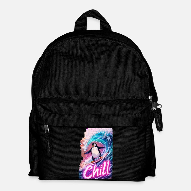 Surfing Pinguin - Kinder Rucksack - Schwarz