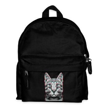 Glitch Weird Cat Kitten Optical Illusion - Kinder Rucksack - Schwarz - Vorne