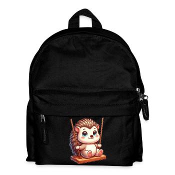 Hérisson mignon sur balançoire dessin animé de l’aire de jeux - Sac à dos Enfant - noir - Devant