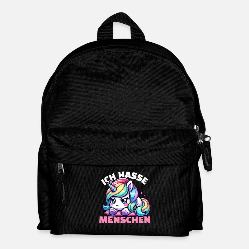 Mürrisches Einhorn ist genervt von Menschen - Kinder Rucksack - Schwarz
