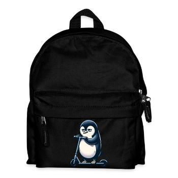 Grumpy Mops auf Kickroller lustig Hund - Kinder Rucksack - Schwarz - Vorne