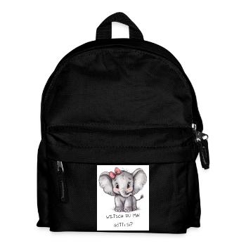 Elephant "Wetsch du min Götti si?" – Baby design - Kids' Backpack - black - Front