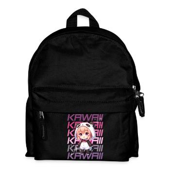 Kawaii Chibi Anime Girl in Panda Costume - Kids' Backpack - black - Front