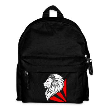 Stylischer Löwe mit Kopfhörern - Kinder Rucksack - Schwarz - Vorne