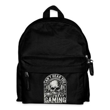 Gaming Totenschädel mit Headset und Controllern - Kinder Rucksack - Schwarz - Vorne
