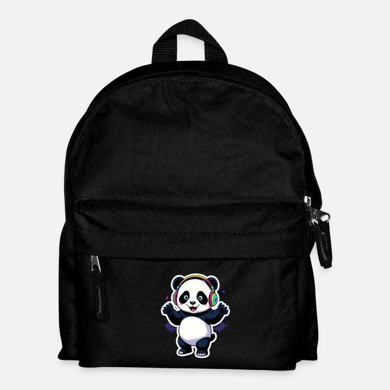 Party Panda mit Beats - Kinder Rucksack - Schwarz