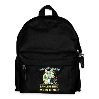 Mathe-Hase mit Taschenrechner und Tafel - Kinder Rucksack - Schwarz - Vorne