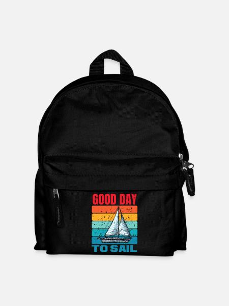 Good Day To Sail Distressed Retro Vintage Sailboat - Kids' Backpack - black