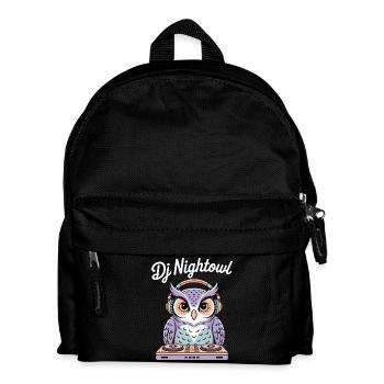 DJ Nightowl owl with headphones at the mixer - Kids' Backpack - black - Front