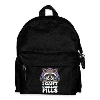 I Can't Swallow Pills Raccoon - Kids' Backpack - black - Front
