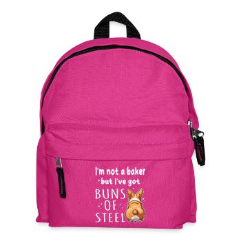 Brötchen aus Stahl Corgi Wortspiel - Kinder Rucksack - Fuchsia - Vorne