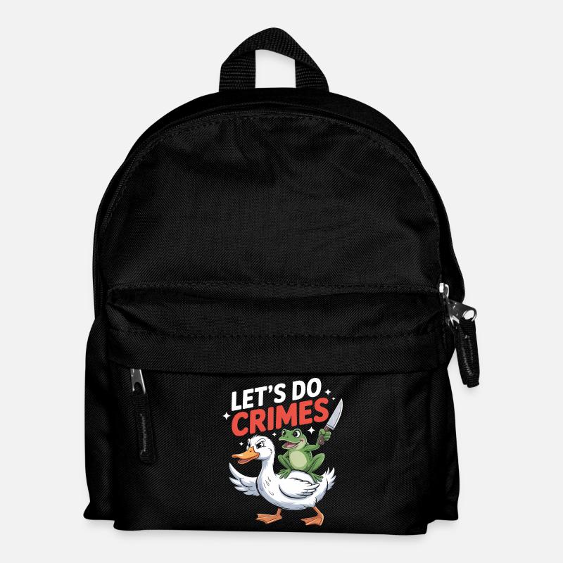 Lets do Crimes - Funny Frog and Goose T-Shirt - Kids' Backpack - black