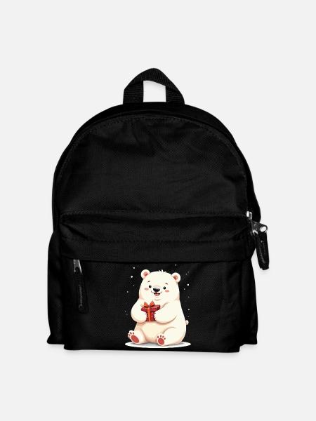 Niedlicher Eisbär mit Geschenkillustration - Kinder Rucksack - Schwarz
