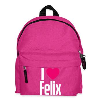 I Love Felix Pinkes Herz Ich liebe Felix - Kinder Rucksack - Fuchsia - Vorne