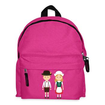 Folk costume Children's couple in Lederhosen and Dirndl - Kids' Backpack - fuchsia - Front