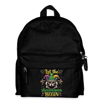 Shenanigans Funny Raccoon Mardi Gras - Kids' Backpack - black - Front