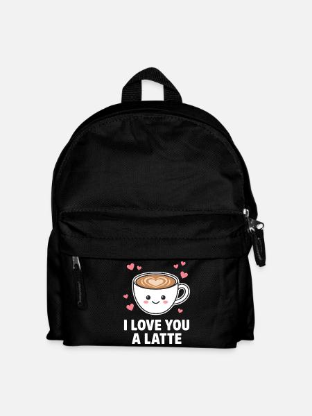 Ich liebe dich, ein süßer Latte-Kaffee-Design - Kinder Rucksack - Schwarz