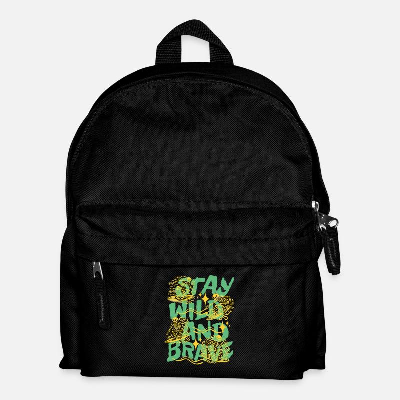Bleib wild und mutig - Kinder Rucksack - Schwarz