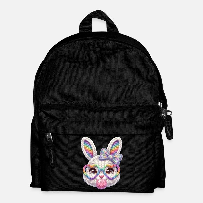 Osterhase Kaugummiblase Herz Brille Regenbogen - Kinder Rucksack - Schwarz