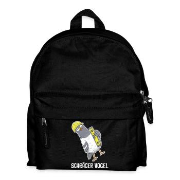 Schräger Vogel – Taube mit Wasserwaage - Kinder Rucksack - Schwarz - Vorne