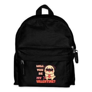 Pug - Will you be my Valentine - Kinder Rucksack - Schwarz - Vorne
