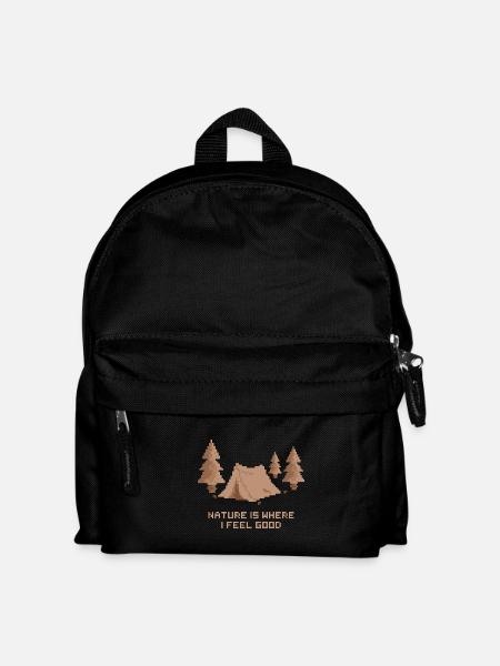 Die Natur ist der Ort, an dem ich mich wohlfühle - Camping Pixel Art - Kinder Rucksack - Schwarz