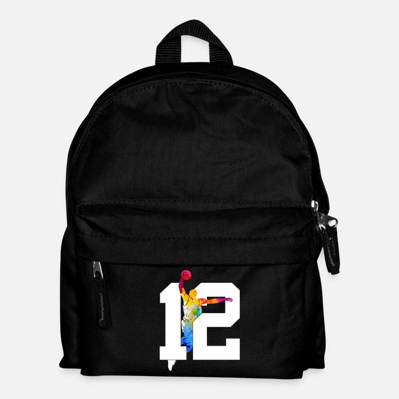 NUMMER 12 BASKETBALL 12. GEBURTSTAG - Kinder Rucksack - Schwarz