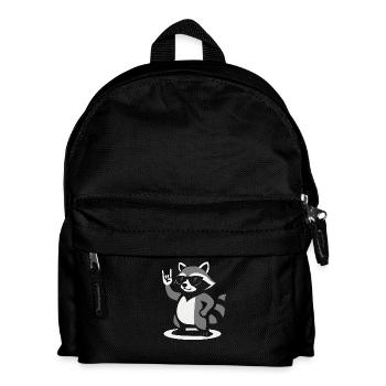 Rock Musik Waschbär Lustig Humor Geschenkidee - Kinder Rucksack - Schwarz - Vorne