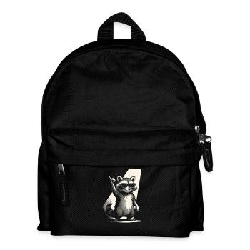 Rock Musik Waschbär Lustig Humor Geschenkidee - Kinder Rucksack - Schwarz - Vorne