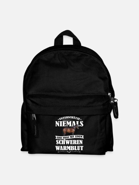 Warmblut Pferde Shirt-UNF - Kinder Rucksack - Schwarz