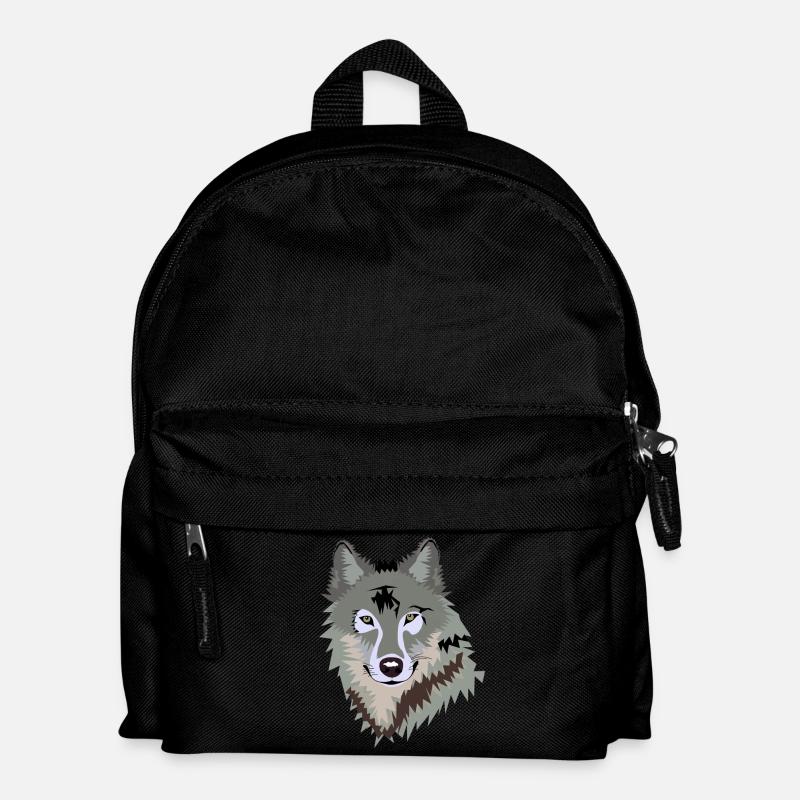 Wolf - Kinder Rucksack - Schwarz