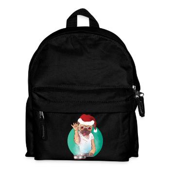 Kochender Hund mit Brille und Weihnachtsmütze - Kinder Rucksack - Schwarz - Vorne