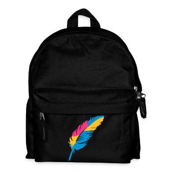 bunte Feder - Kinder Rucksack - Schwarz - Vorne