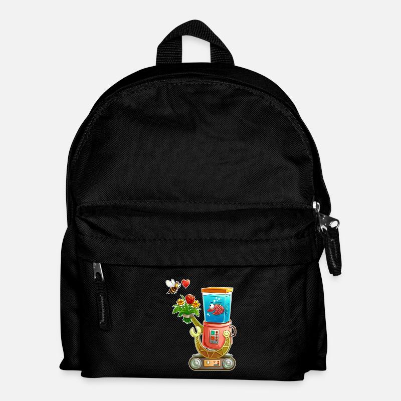 Robot in Love - Kinder Rucksack - Schwarz
