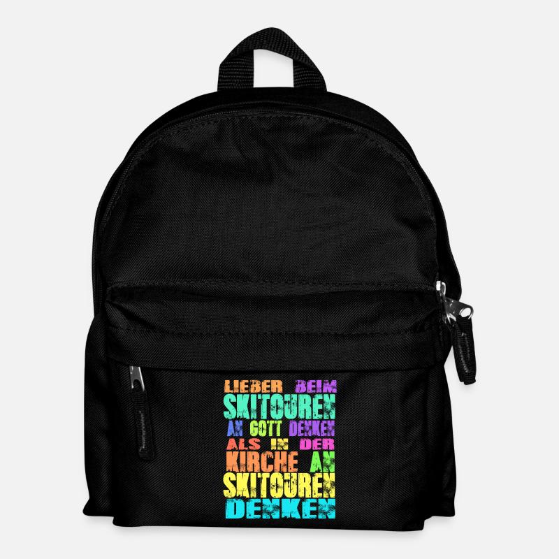 Skitouren Kirche - Kinder Rucksack - Schwarz