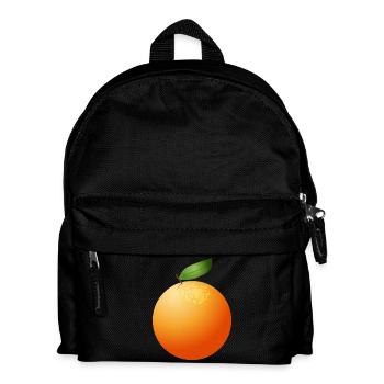 große saftige Orange mit Blatt - Kinder Rucksack - Schwarz - Vorne