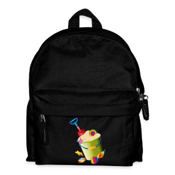 Sand toys on the beach with colorful shells - Kids' Backpack - black - Front