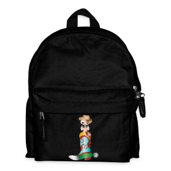 kleiner Regenwurm als Cowboy im Westernstiefel - Kinder Rucksack - Schwarz - Vorne