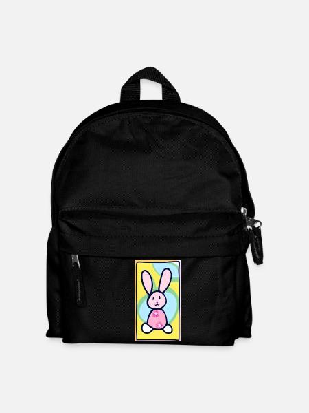 Pastel Bunny Easter Bunny on Yellow Background - Kids' Backpack - black