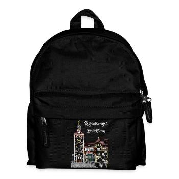 Regensburg, Brückturm, Strichzeichnung, Bayern - Kinder Rucksack - Schwarz - Vorne