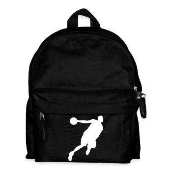 Basketballer-Silhouette, Dynamisches Sport-Design - Kinder Rucksack - Schwarz - Vorne