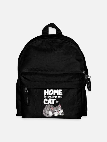 Zuhause ist dort wo meine Katze ist - Kinder Rucksack - Schwarz