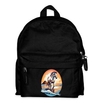 Cheval sur la plage - Sac à dos Enfant - noir - Devant