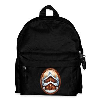 Wooden hut, Christmas house - Kids' Backpack - black - Front