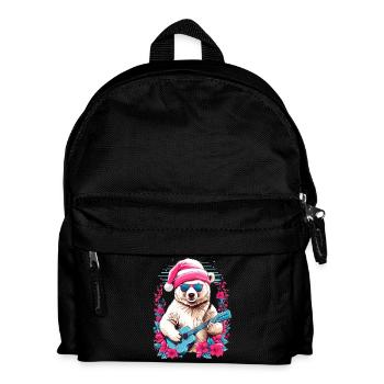 Cute polar bear with guitar - Kids' Backpack - black - Front