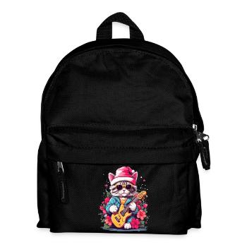 Süße Katze mit Gitarre - Kinder Rucksack - Schwarz - Vorne
